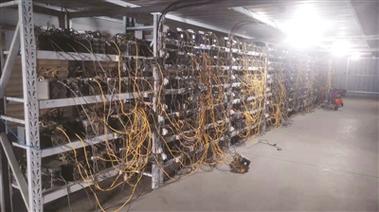 A close-up shot of a modern ASIC Bitcoin mining rig, highlighting its efficient design.